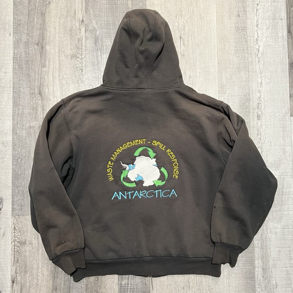 Antarctica Spill Response Clean Up Crew Sun Faded Thernal Lined Cabelas Hoodie
